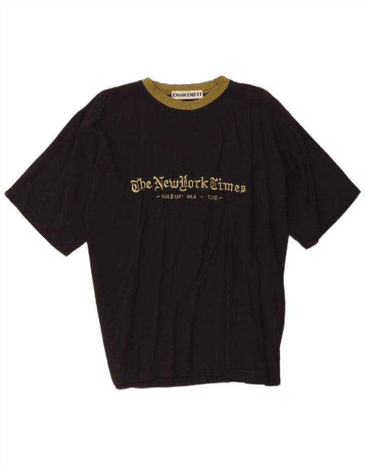 T-shirt grafica da uomo vintage top grande in viscosa nera