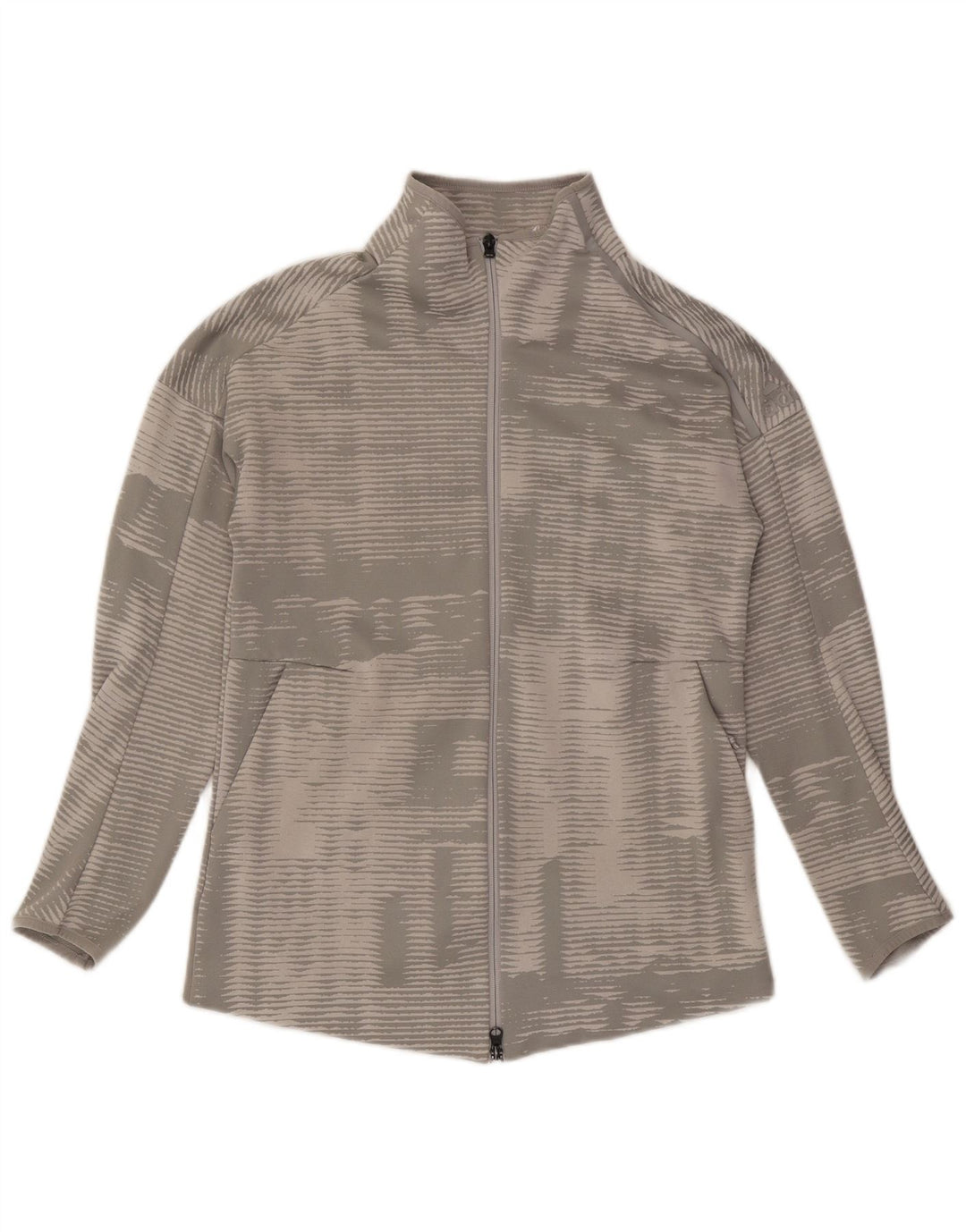 Giacca da tuta da donna ADIDAS UK 12/14 Poliestere a righe grigio medio