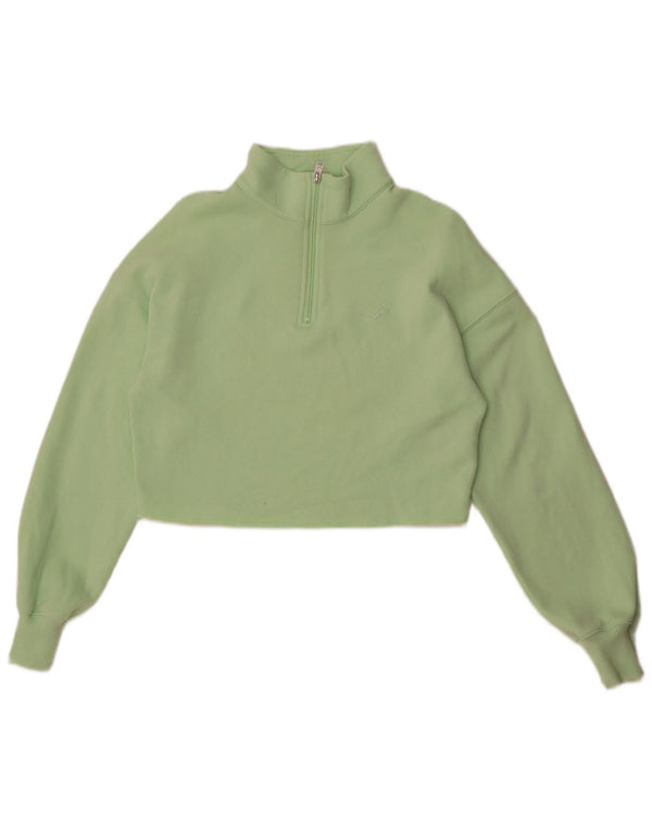 Felpa corta oversize Hollister da donna, maglione UK 10 piccolo verde