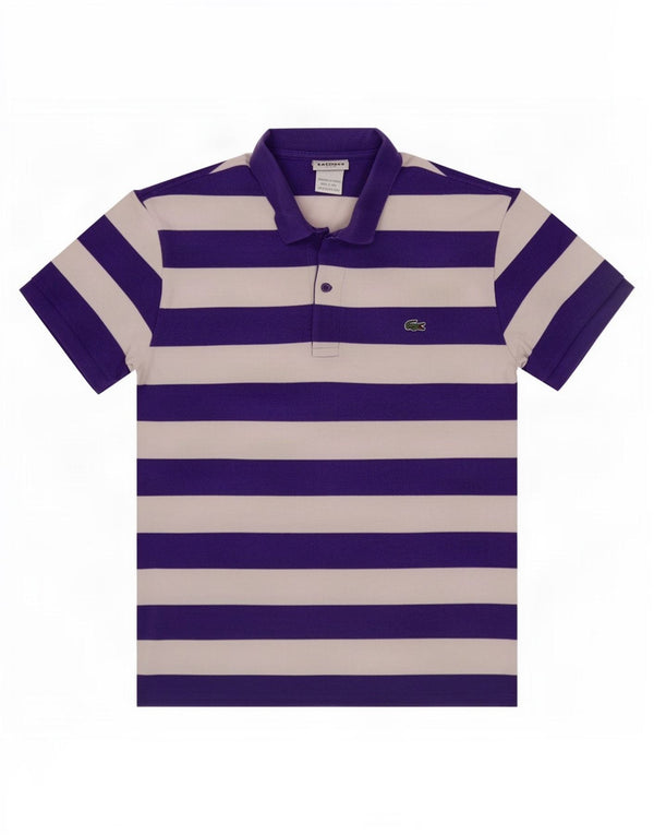 Polo da uomo slim fit Lacoste taglia 4 cotone a righe viola medio