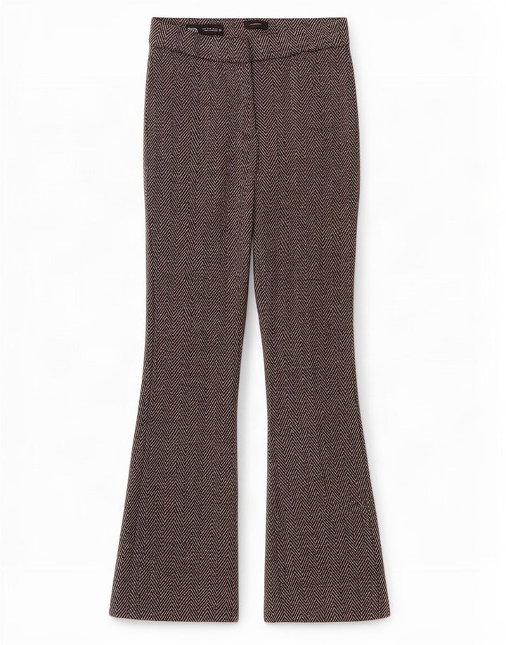 Pantaloni casual Bootcut da donna Zara piccoli W26 L29 poliestere Chevron grigio