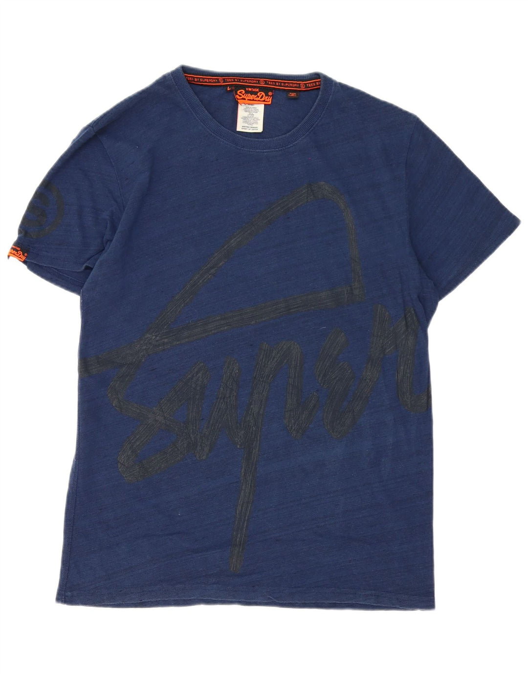 T-shirt grafica da uomo Superdry Top grande in cotone blu navy