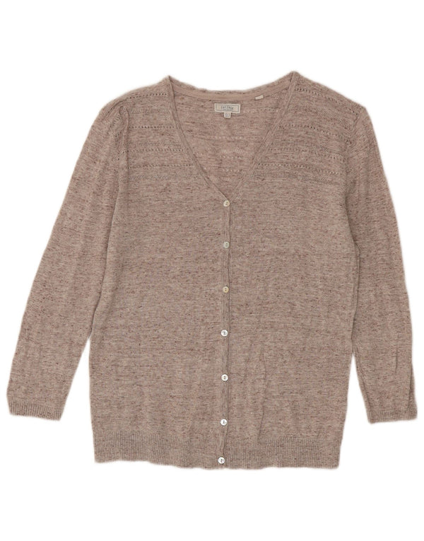 Maglione cardigan con maniche a 3/4 da donna Fat Face UK 6 XS Cotone screziato beige