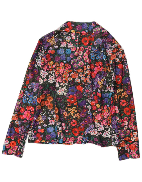 Giacca blazer vintage da donna a 3 bottoni UK 14 medio multicolore floreale