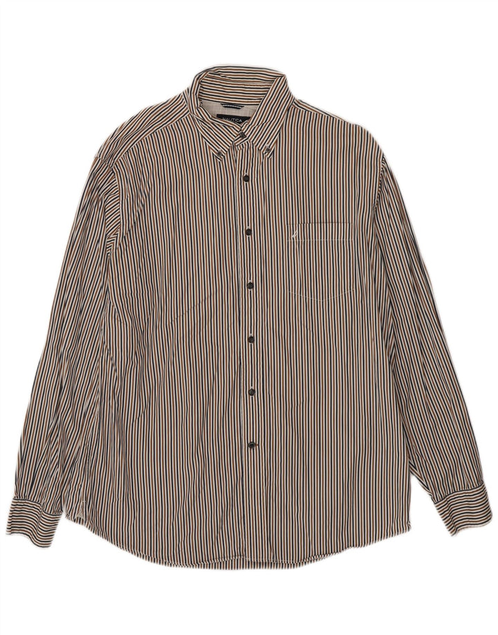 Camicia da uomo Nautica Large in cotone a righe multicolori