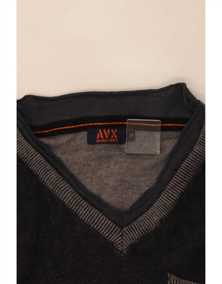 Maglione maglione con scollo a V da uomo Avirex blu navy medio