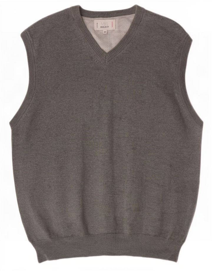 Canotta da uomo Marks & Spencer vestibilità regolare in cotone grigio medio