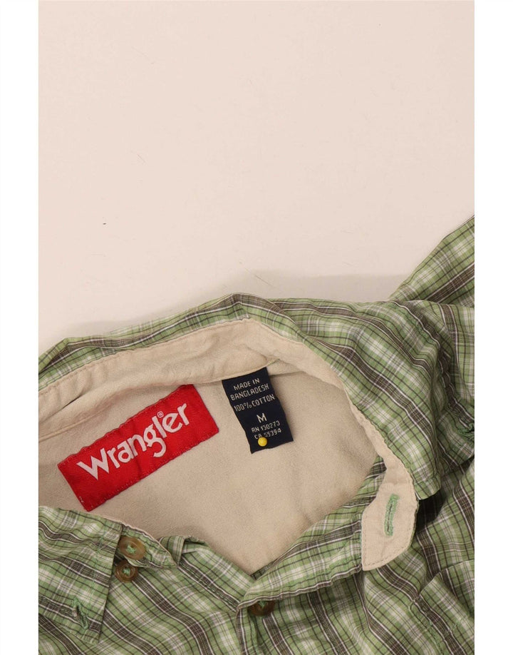 Camicia a maniche corte da uomo Wrangler in cotone a quadri verde medio