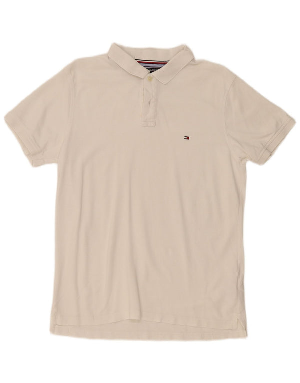 Polo slim fit da uomo Tommy Hilfiger grande in cotone bianco