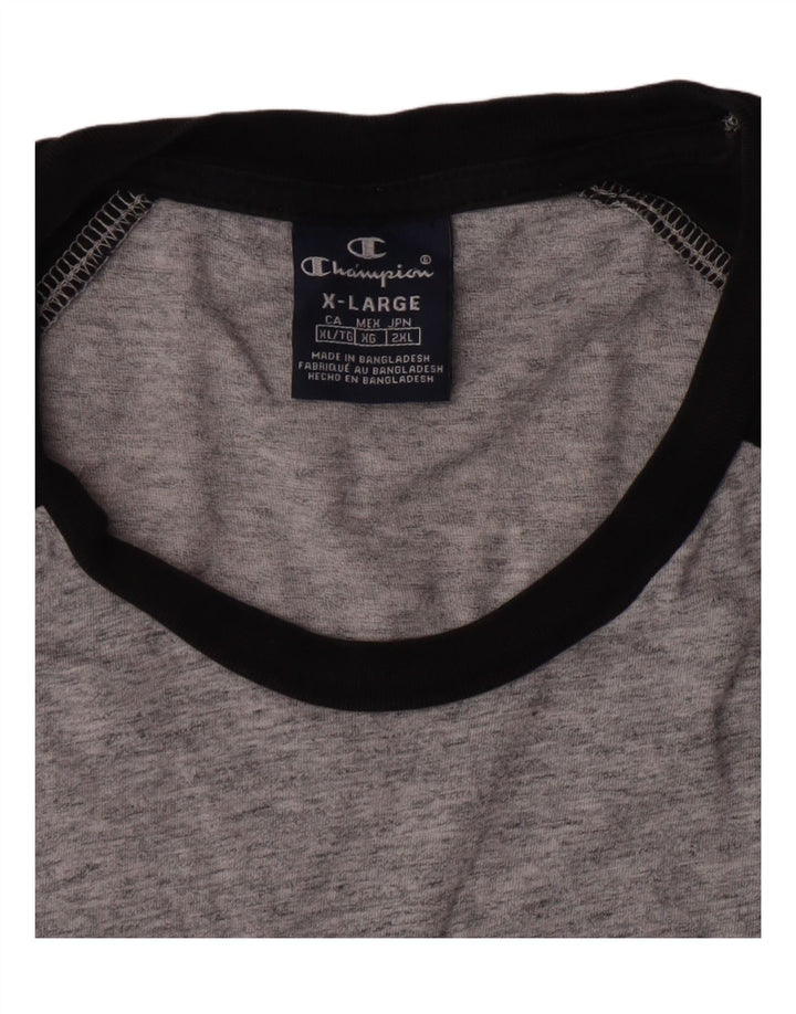 CHAMPION Mens Graphic T-Shirt Top XL Grey Colourblock Vintage Champion and Second-Hand Champion from Messina Hembry 