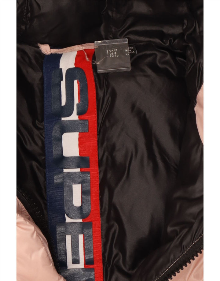 Giacca imbottita con cappuccio da donna Superdry UK 12 nylon rosa medio