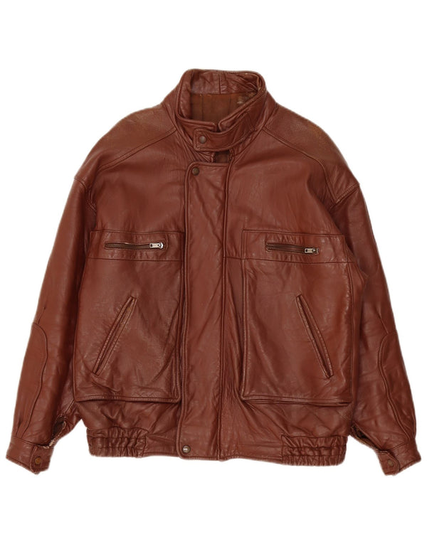 Giacca in pelle vintage da uomo UK 40 grande bordeaux