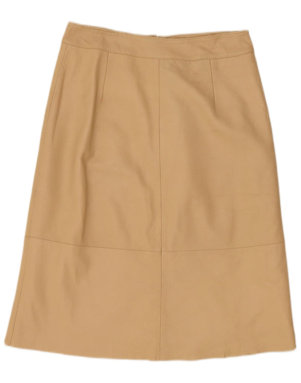 Gonna in pelle da donna vintage UK 12 media W28 Beige
