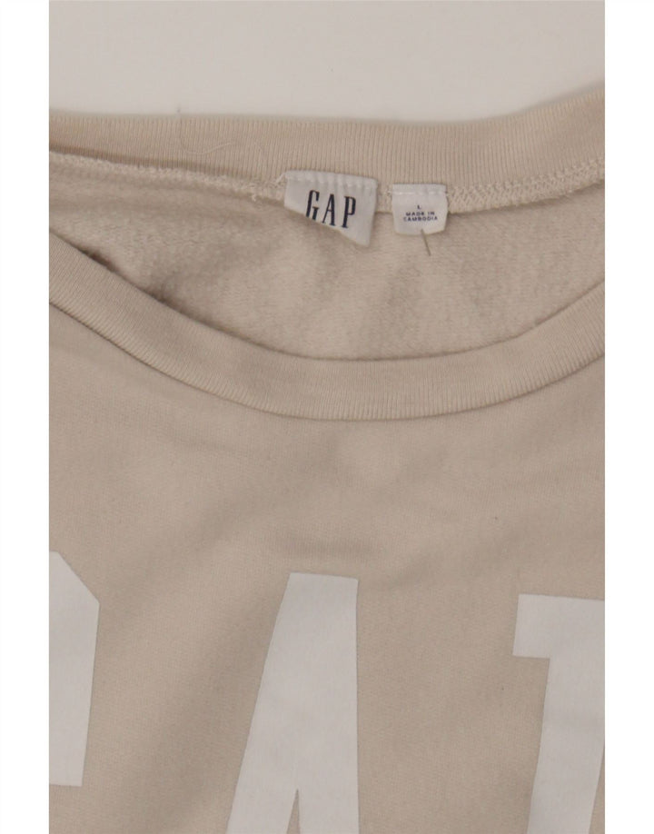 GAP Womens Graphic Sweatshirt Jumper UK 16 Large Beige Cotton Vintage Gap and Second-Hand Gap from Messina Hembry 