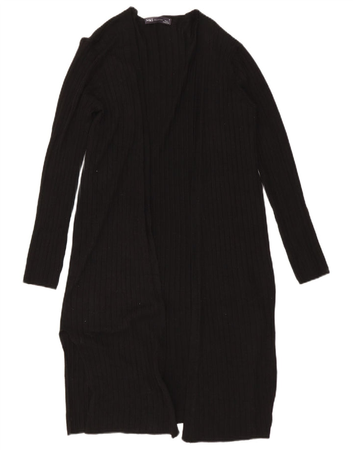 Maglione cardigan aperto lungo da donna Marks & Spencer UK 8 piccolo nero