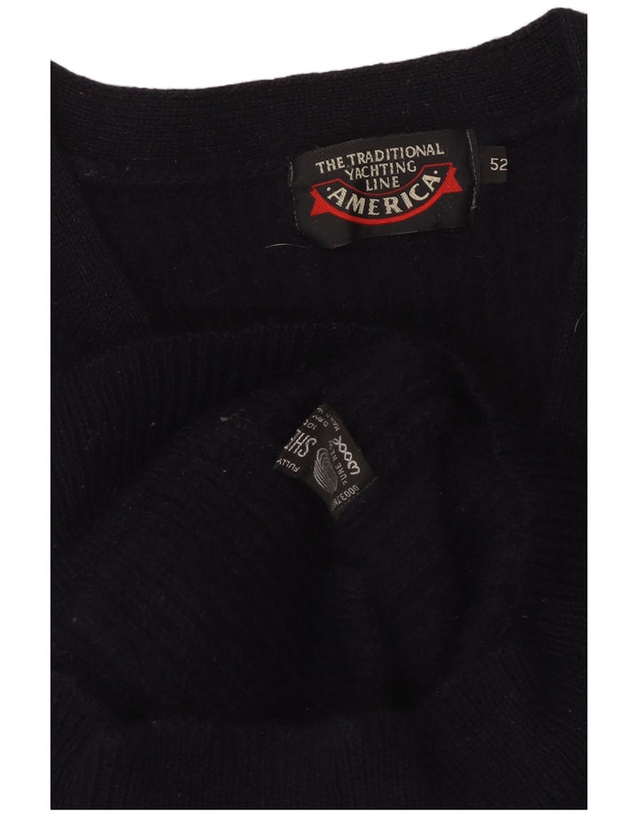 Maglione cardigan da donna AMERICA IT 52 2XL Lana blu navy