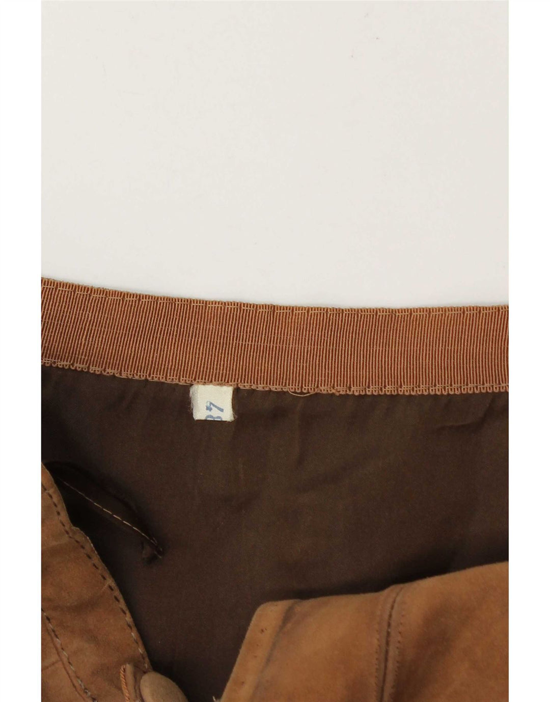 Gonna vintage in pelle scamosciata da donna W26 piccola beige