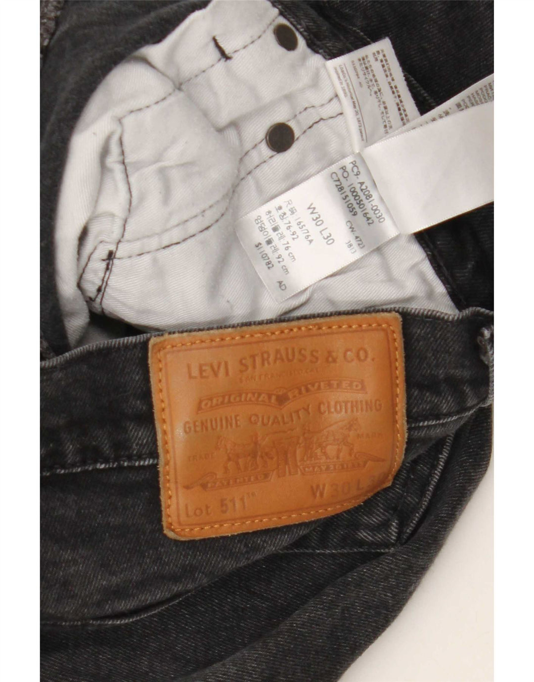 Jeans slim da uomo Levi's W30 L30 cotone nero