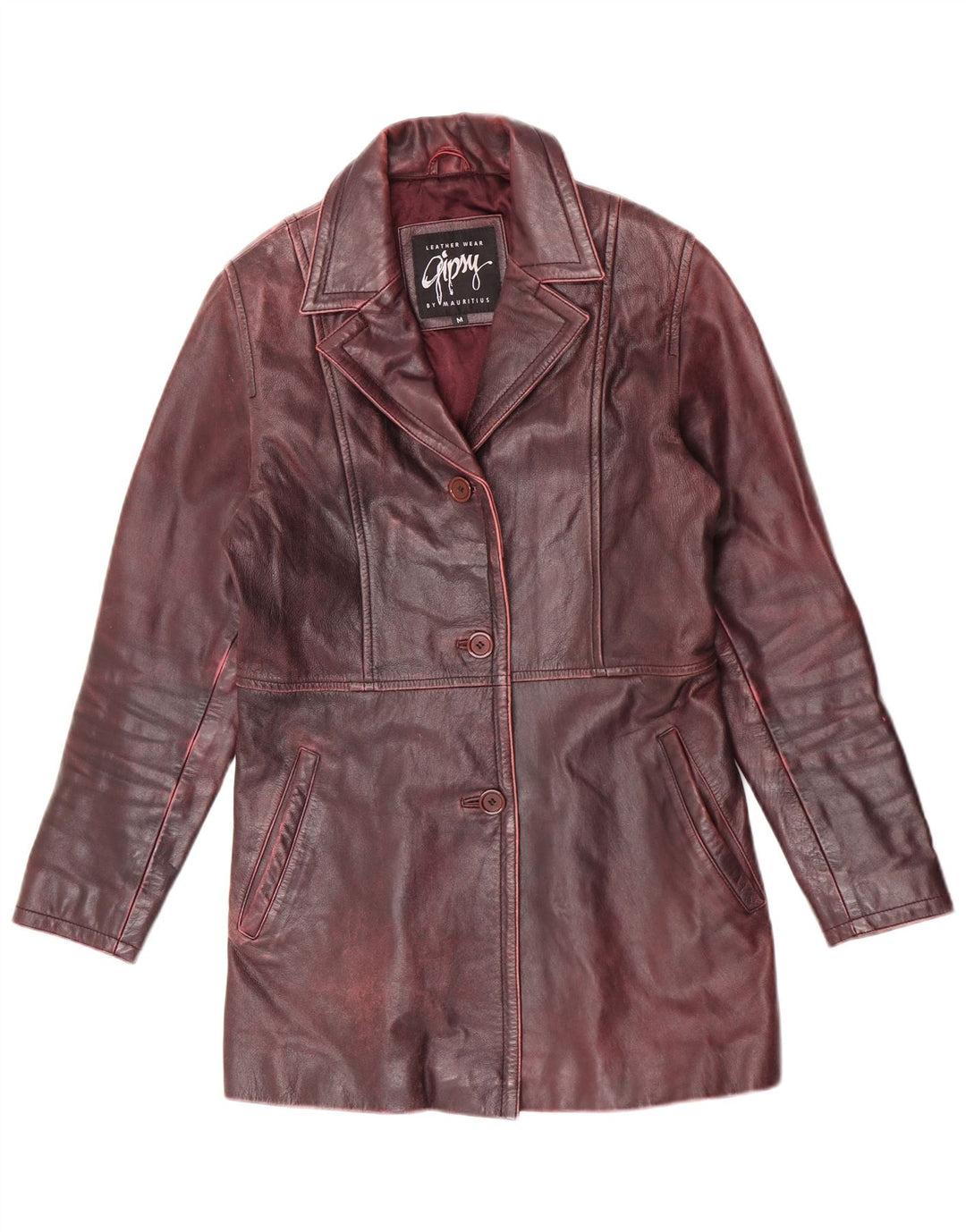 Cappotto in pelle da donna Gipsy by Mauritius UK 12 Borgogna medio