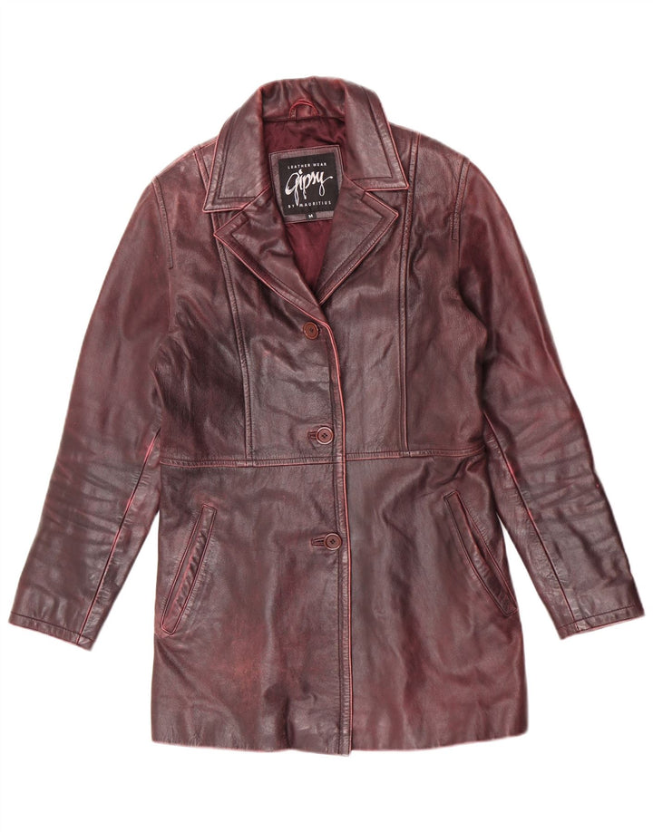 Cappotto in pelle da donna Gipsy by Mauritius UK 12 Borgogna medio