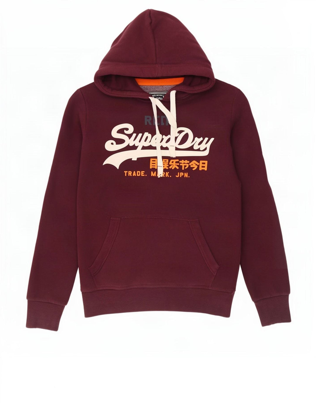 Maglione con cappuccio grafico da uomo Superdry in cotone bordeaux medio