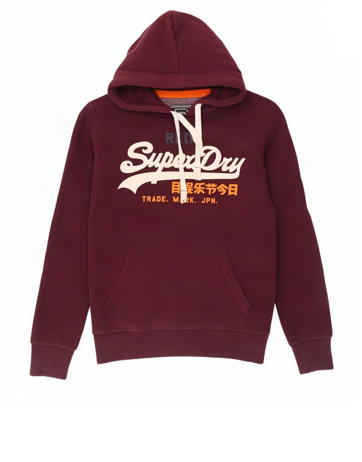 Maglione con cappuccio grafico da uomo Superdry in cotone bordeaux medio