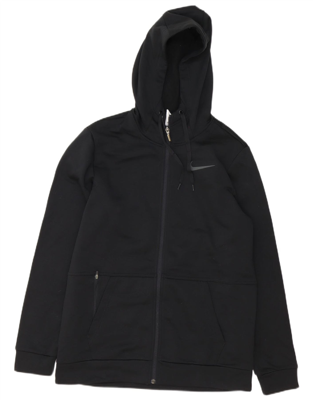 Felpa con cappuccio e zip Nike Therma-Fit da uomo in poliestere nero medio