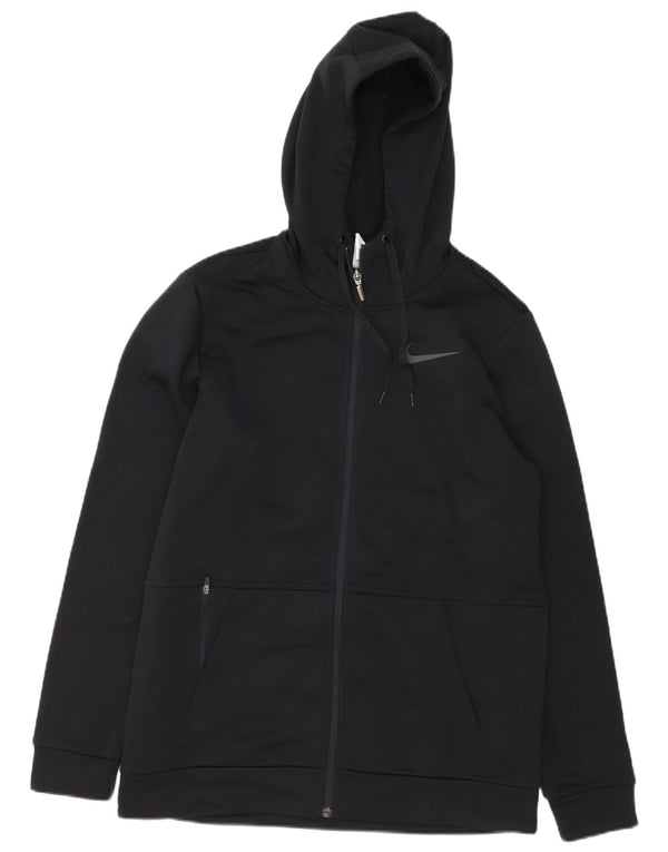 Felpa con cappuccio e zip Nike Therma-Fit da uomo in poliestere nero medio