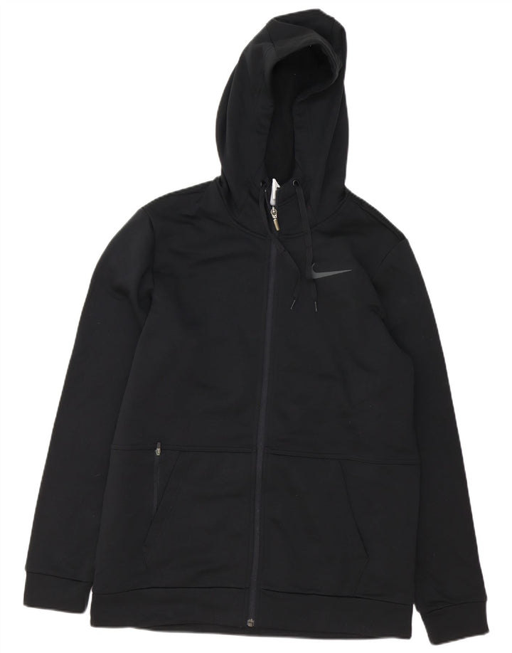 Felpa con cappuccio e zip Nike Therma-Fit da uomo in poliestere nero medio