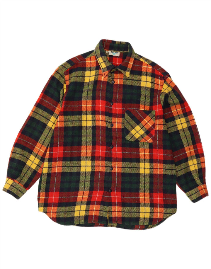Camicia vintage da uomo in flanella XL a quadri multicolore