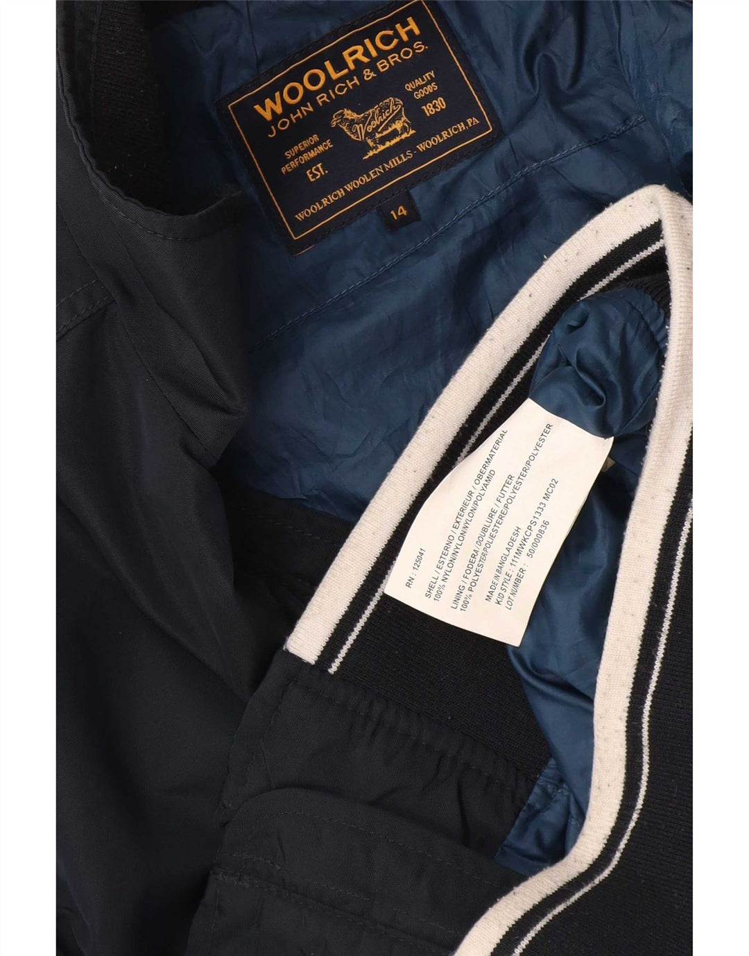 Giubbotto bomber da bambino Woolrich 13-14 anni in nylon blu navy