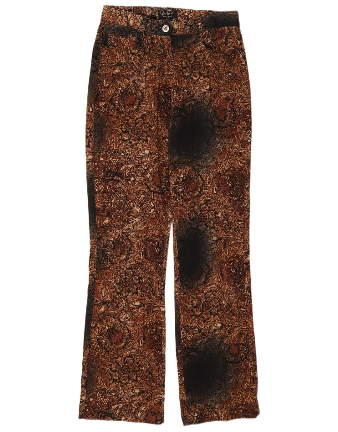 GIANI FEROTI Pantaloni casual dritti da donna piccoli W26 L30 Marrone Paisley