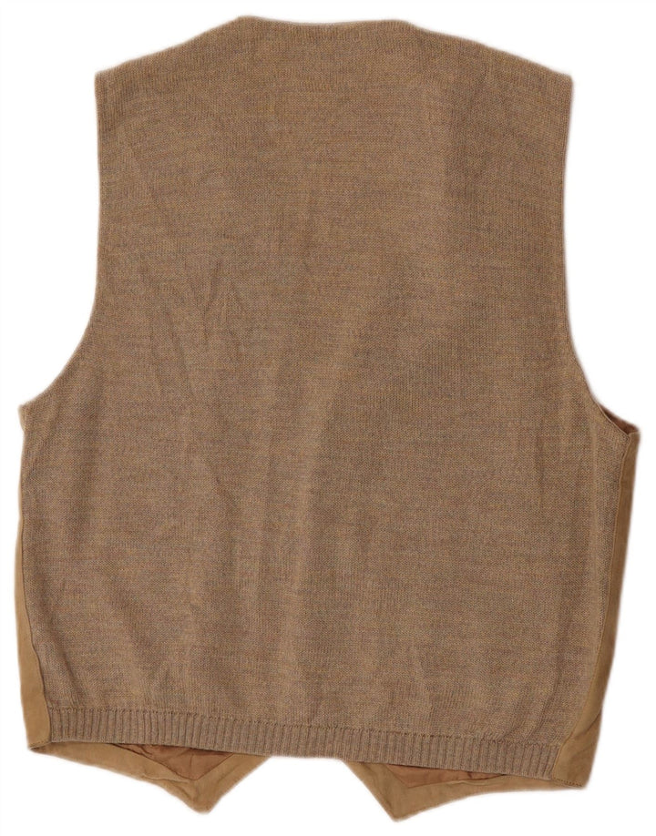 Gilet vintage da uomo XL in lana a righe beige