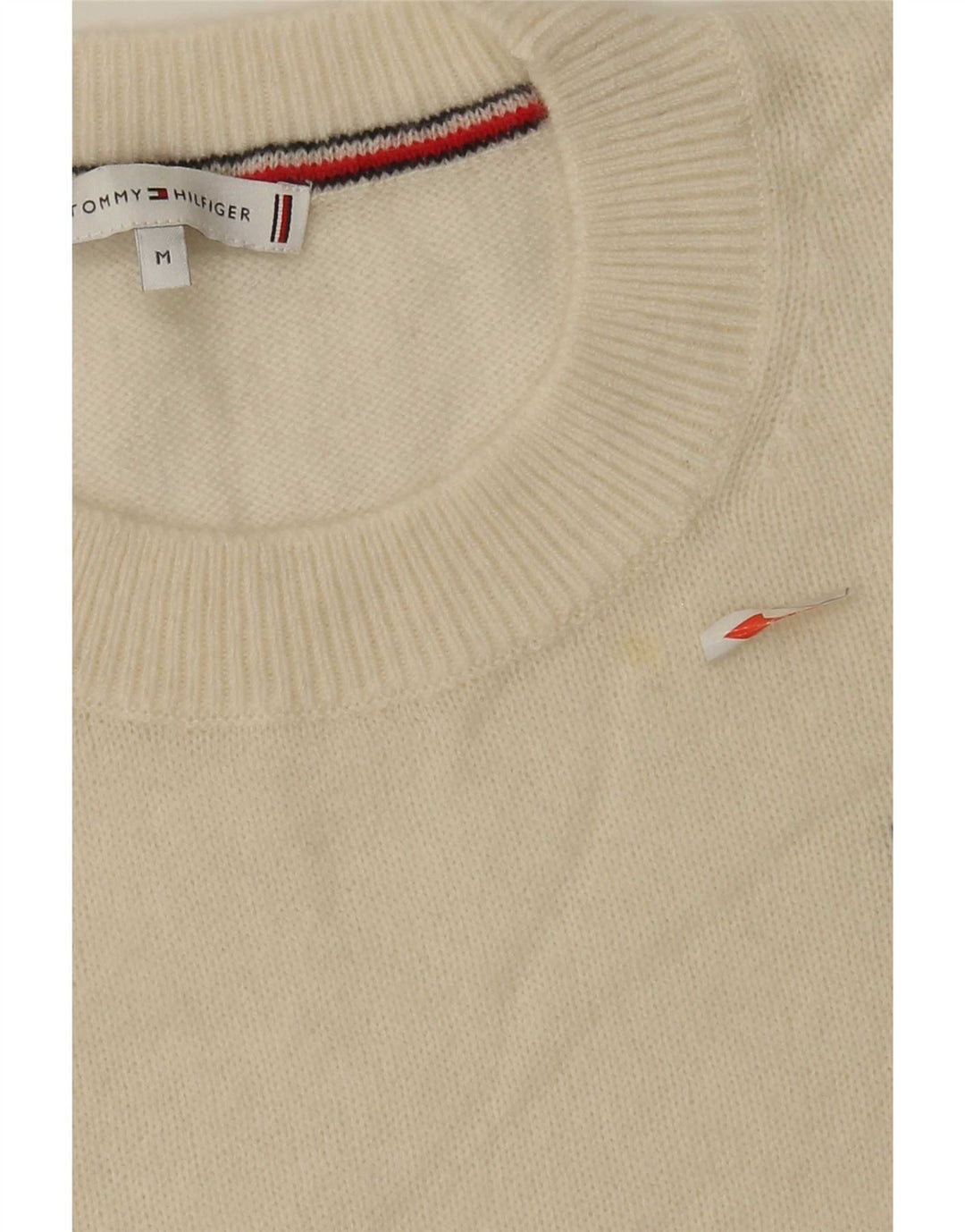 Maglione maglione girocollo da donna Tommy Hilfiger UK 14 lana media bianco sporco