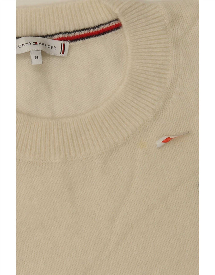 Maglione maglione girocollo da donna Tommy Hilfiger UK 14 lana media bianco sporco