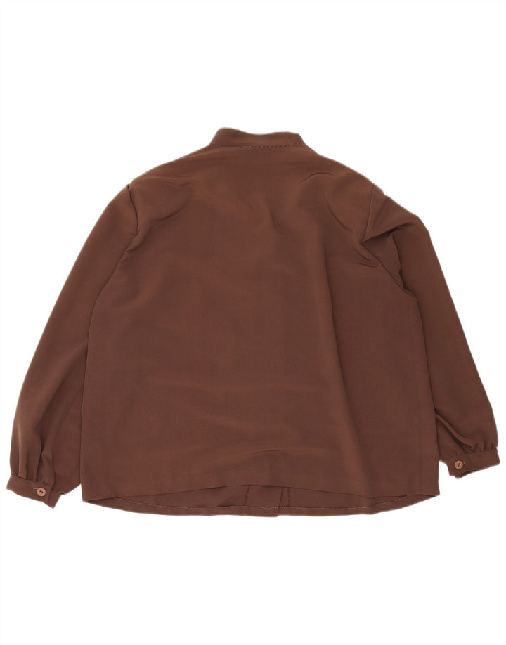 Camicetta camicia vintage da donna UK 16 grande marrone