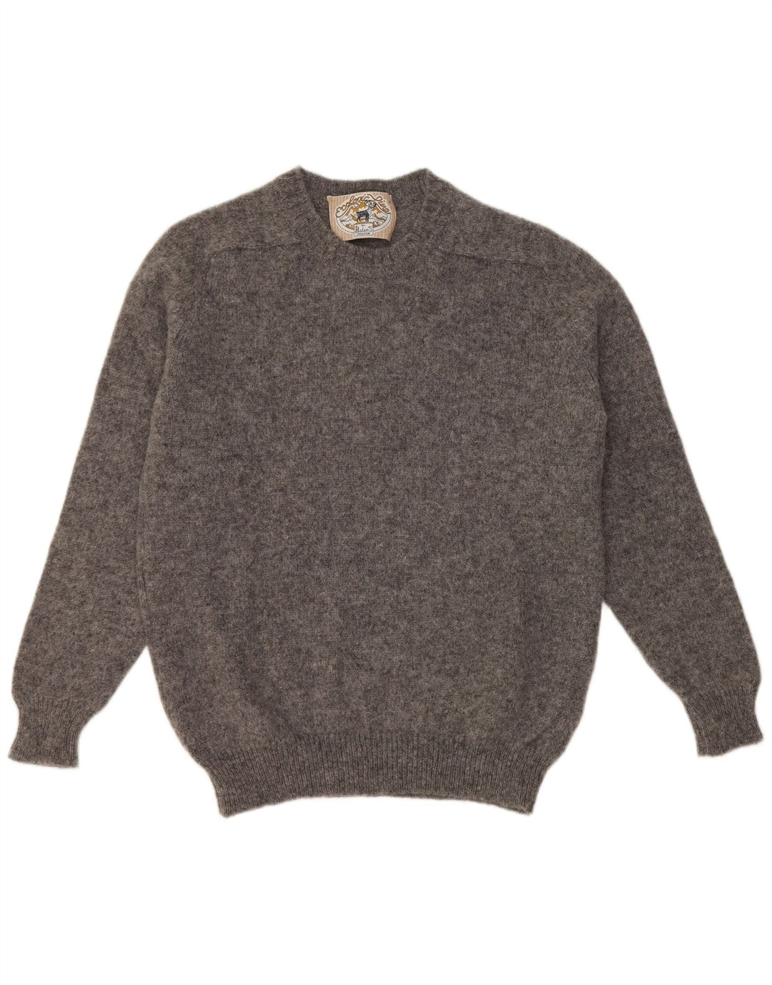 Maglione vintage da uomo girocollo IT 54 XL in lana vergine grigia