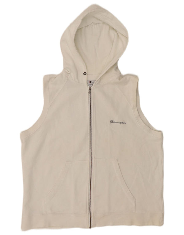Maglione con cappuccio e zip senza maniche da donna Champion UK 16 grande cotone bianco