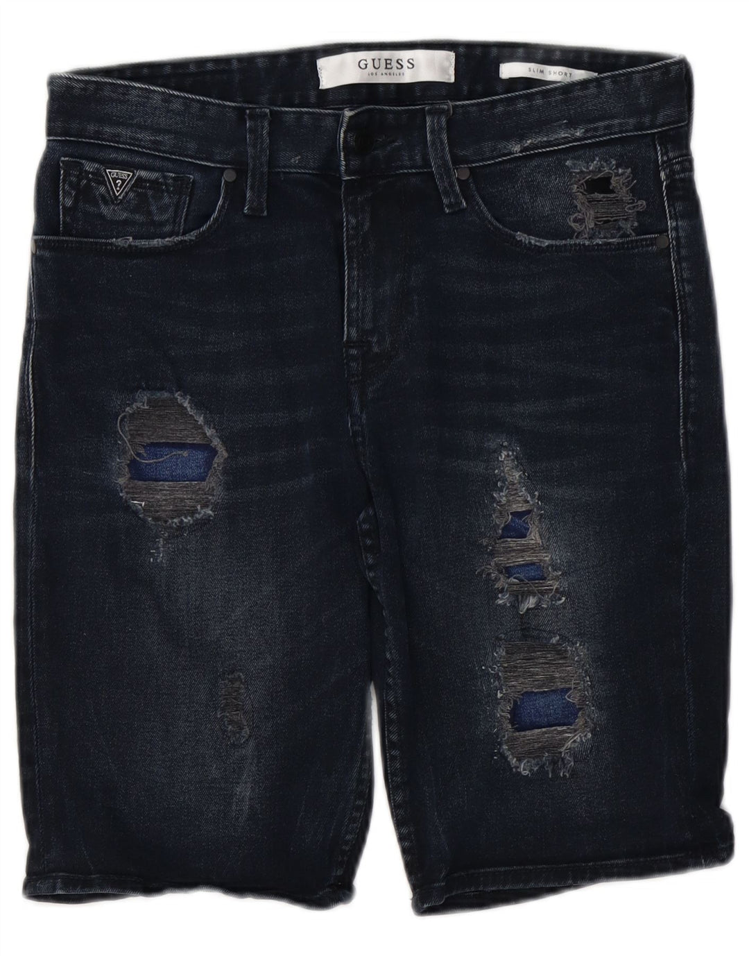 Pantaloncini GUESS da uomo slim in denim invecchiato W30 cotone blu navy medio