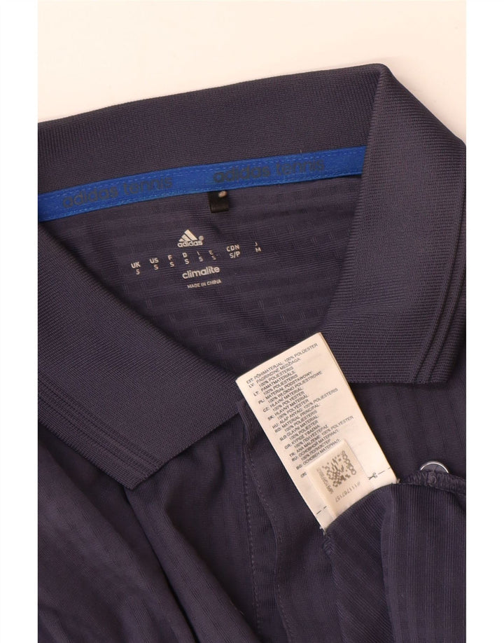 Polo Adidas Climalite da uomo piccola in poliestere blu navy