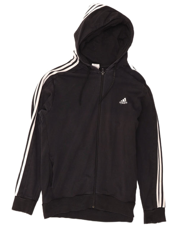Felpa con cappuccio e zip Adidas da uomo XL in cotone nero
