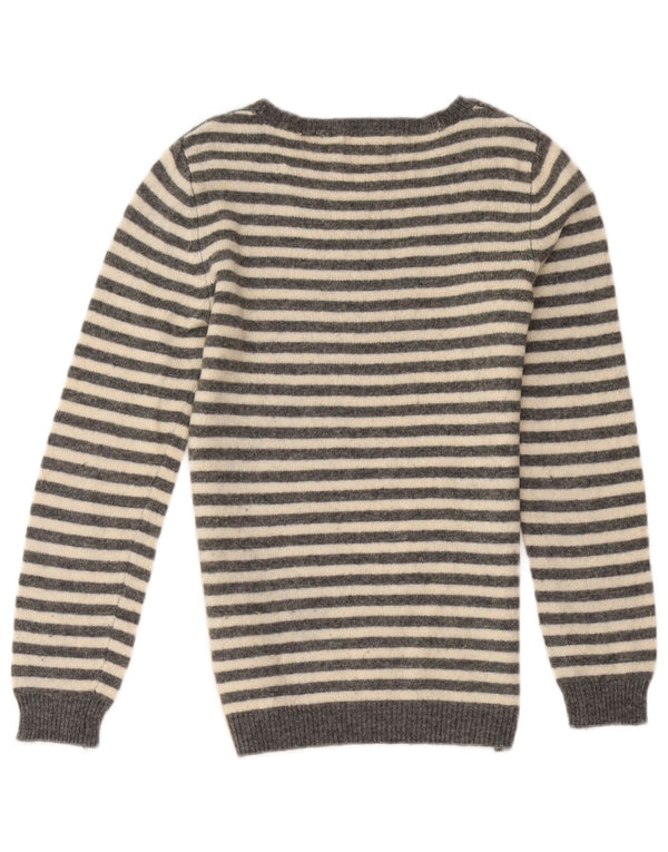 Maglione Kappa da donna con scollo a barca UK 4 XS lana a righe grigie