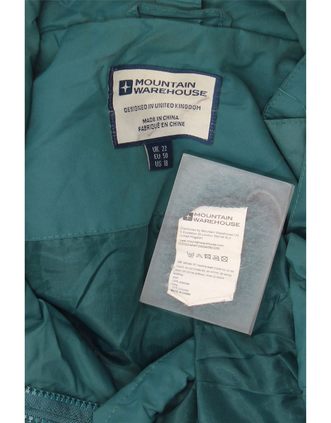 MOUNTAIN WAREHOUSE Giacca antipioggia da donna con cappuccio UK 22 3XL Poliestere verde