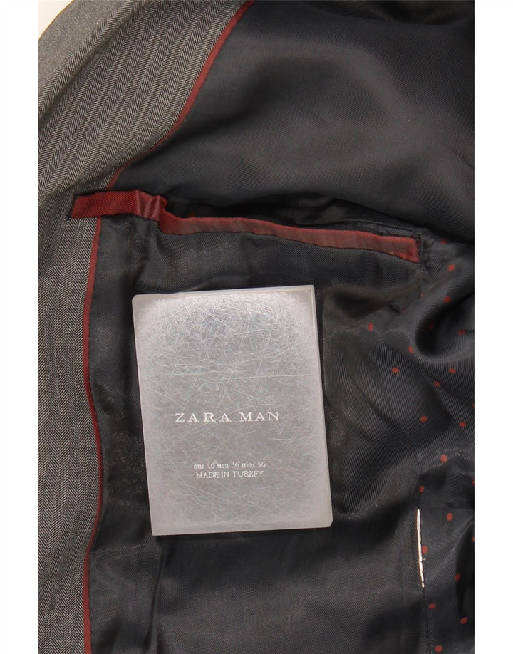 Giacca blazer da uomo a 2 bottoni Zara EU 46 grigio medio a spina di pesce