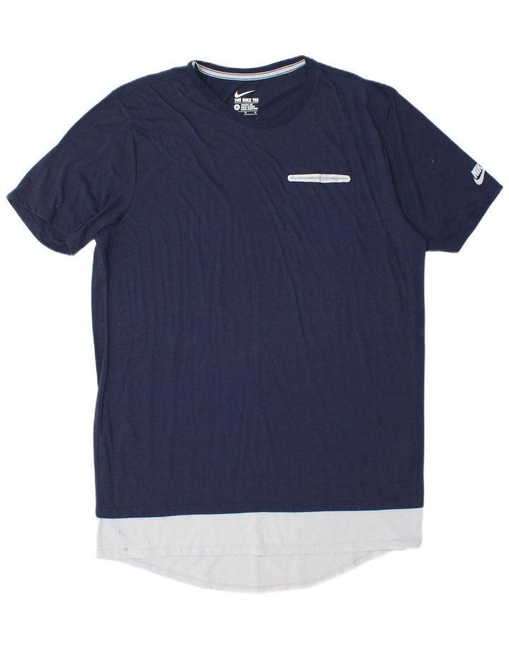T-shirt Nike da uomo dal taglio atletico, XL, in poliestere color block blu navy