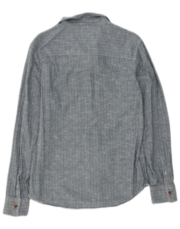 Camicia Penguin Heritage da uomo slim fit in cotone a spina di pesce blu medio