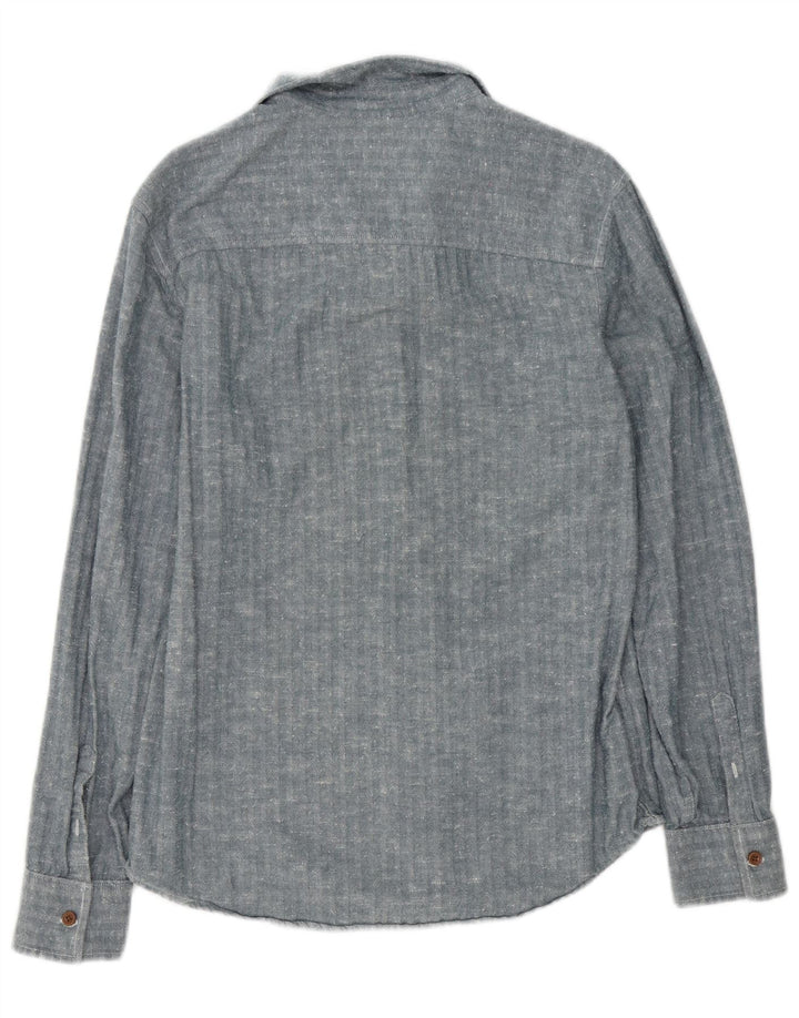Camicia Penguin Heritage da uomo slim fit in cotone a spina di pesce blu medio