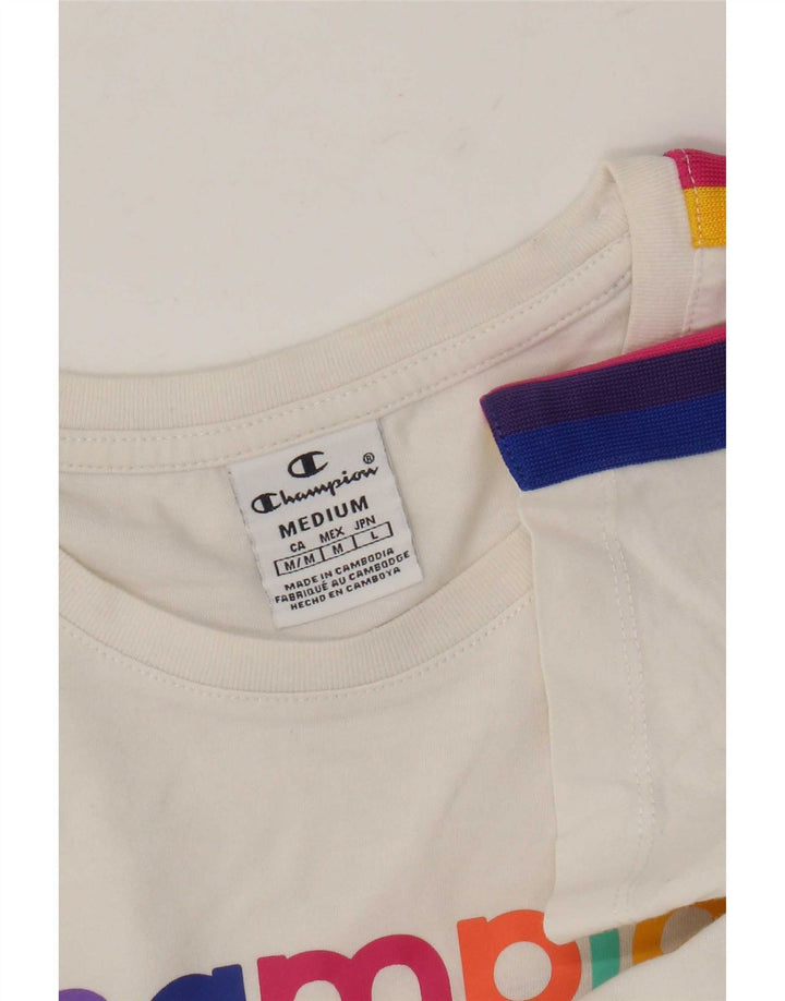 T-shirt grafica da donna Champion Top UK 12 Medium White Colourblock