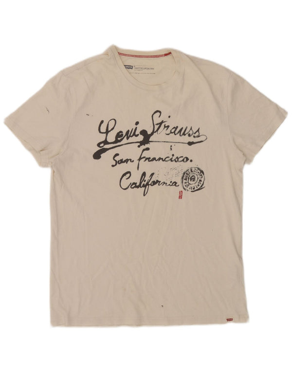 Levi's Mens Standard Fit Graphic T-Shirt Top Medium White Cotton