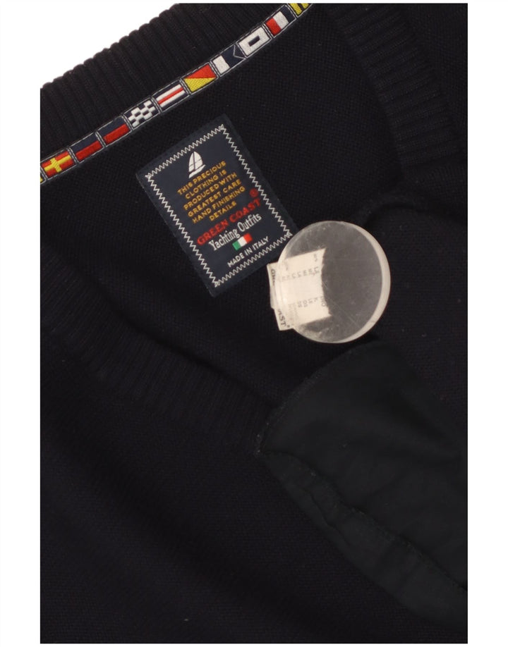 Maglione cardigan da uomo GREEN COAST IT 54 XL Lana merino blu navy